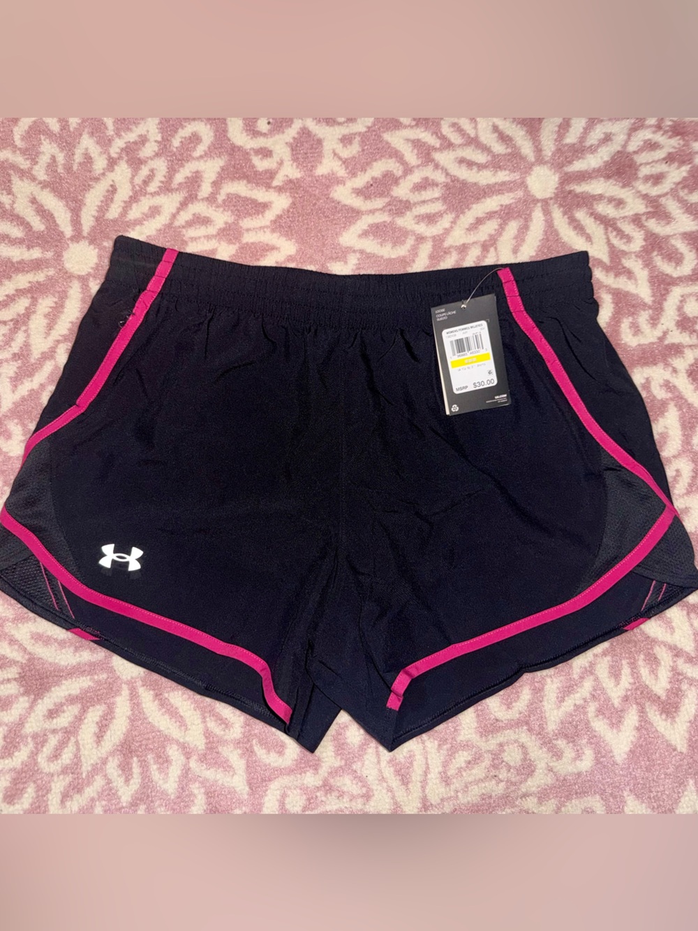 NWT Under Armour Fly By 3” Running Shorts Black Pink Size Medium